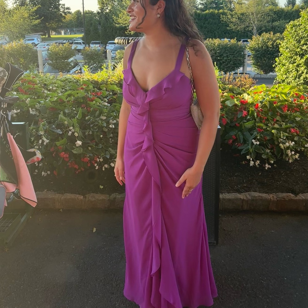 Wedding Guest Dress with Ruffles Purple